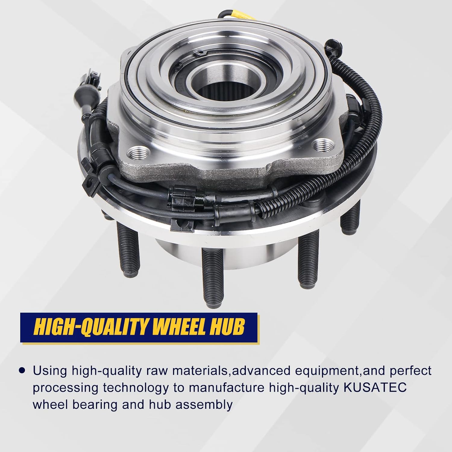 KUSATEC 515081 Front Wheel Bearing and Hub Assembly Compatible with Ford F-250 F-350 Super Duty 4WD 2005 2006 2007 2008 2009 2010, 8 Lug Bolts w/ABS