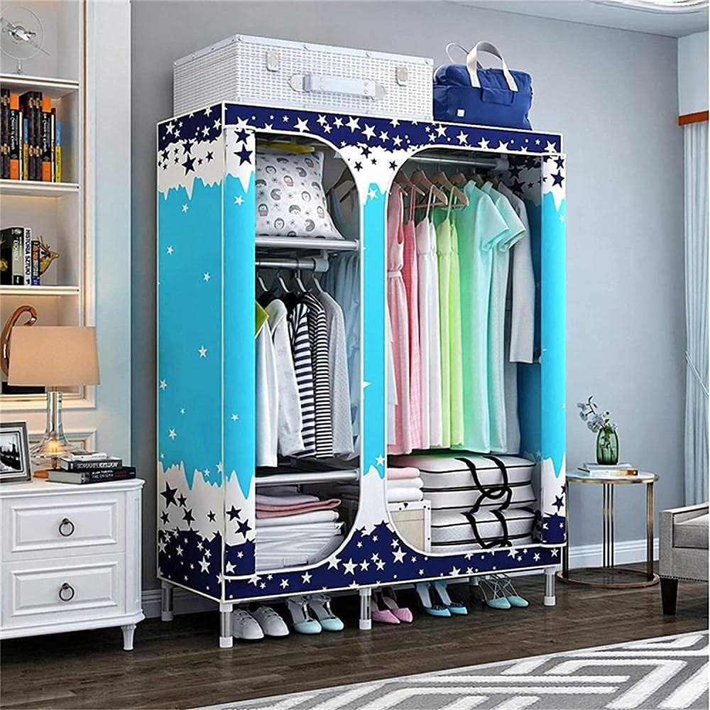 Wardrobe Portable Fabric Open Wardrobe Metal Bracket Storage Organiser 168 45 145CM Clothes Rack (Color : A Size : 168 45 145CM) (B 168 * 45 * 145CM)