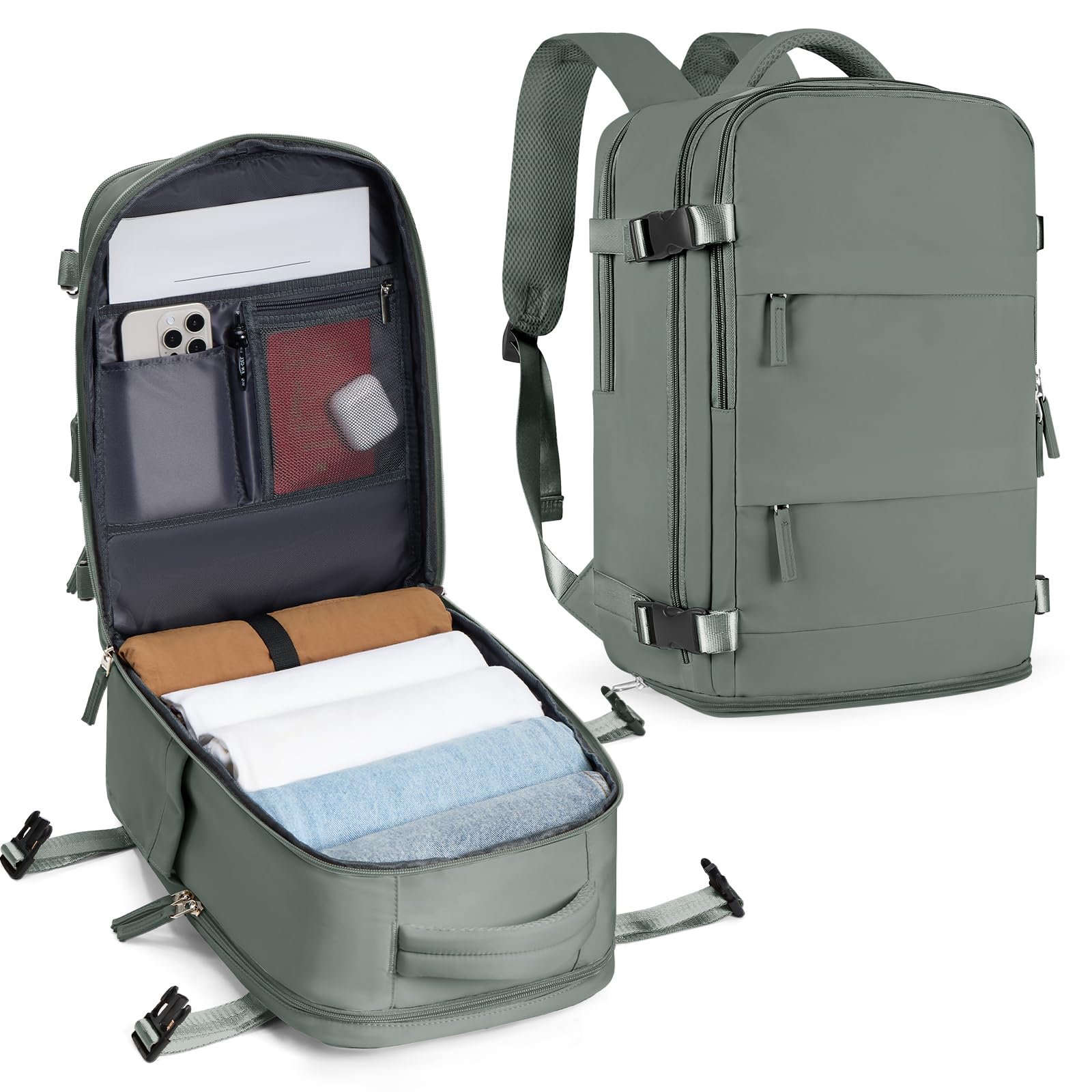 SZLX Zaino Ryanair 40x30x20 Sottovuoto Zaino da Viaggio 40x30x20 Wizzair Donna da escursionismo sportivo impermeabile Zaino Casual Laptop da 14 Pollici con porta di ricarica USB Scomparto per Scarpe