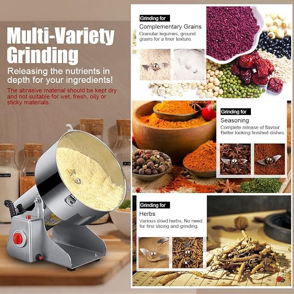 Moulin à Grains électrique 1000g Moulin a Haute Vitesse Pour épices et Herbes Aromatiques Machine à Poudre Commerciale Pour Céréales Sèches, Riz, Grains de Maïs - 2