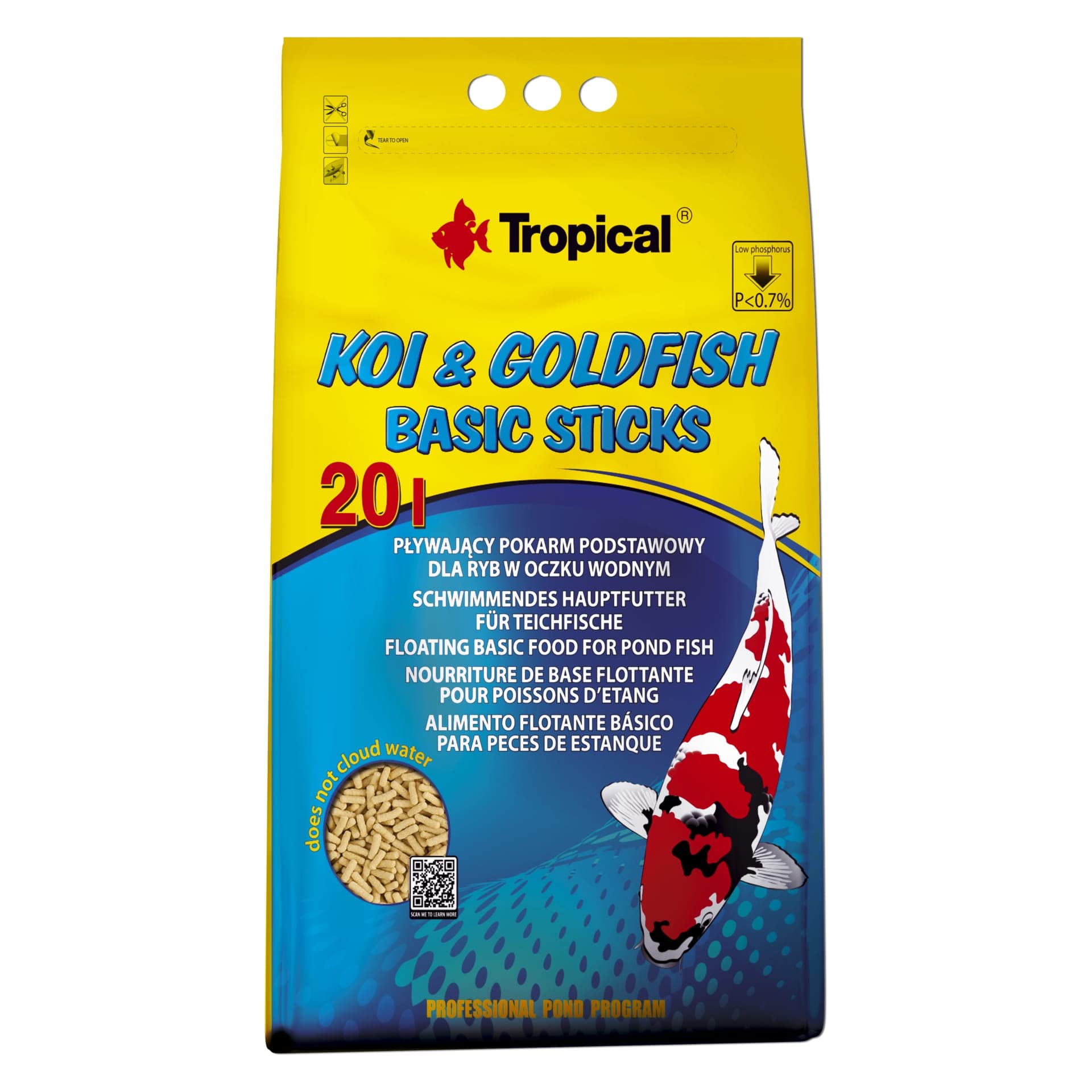 KOI&Goldfish Basic Sticks 20L / 1600g - Alimento Flotante básico para Peces de Estanque