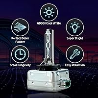 Vista 8 de Innovited D3S HID - Bombillas de xenón para faros delanteros, 6000 K, luz blanca fría, haz alto y bajo, 66340 42403 42302, etc. Bombilla de repuesto