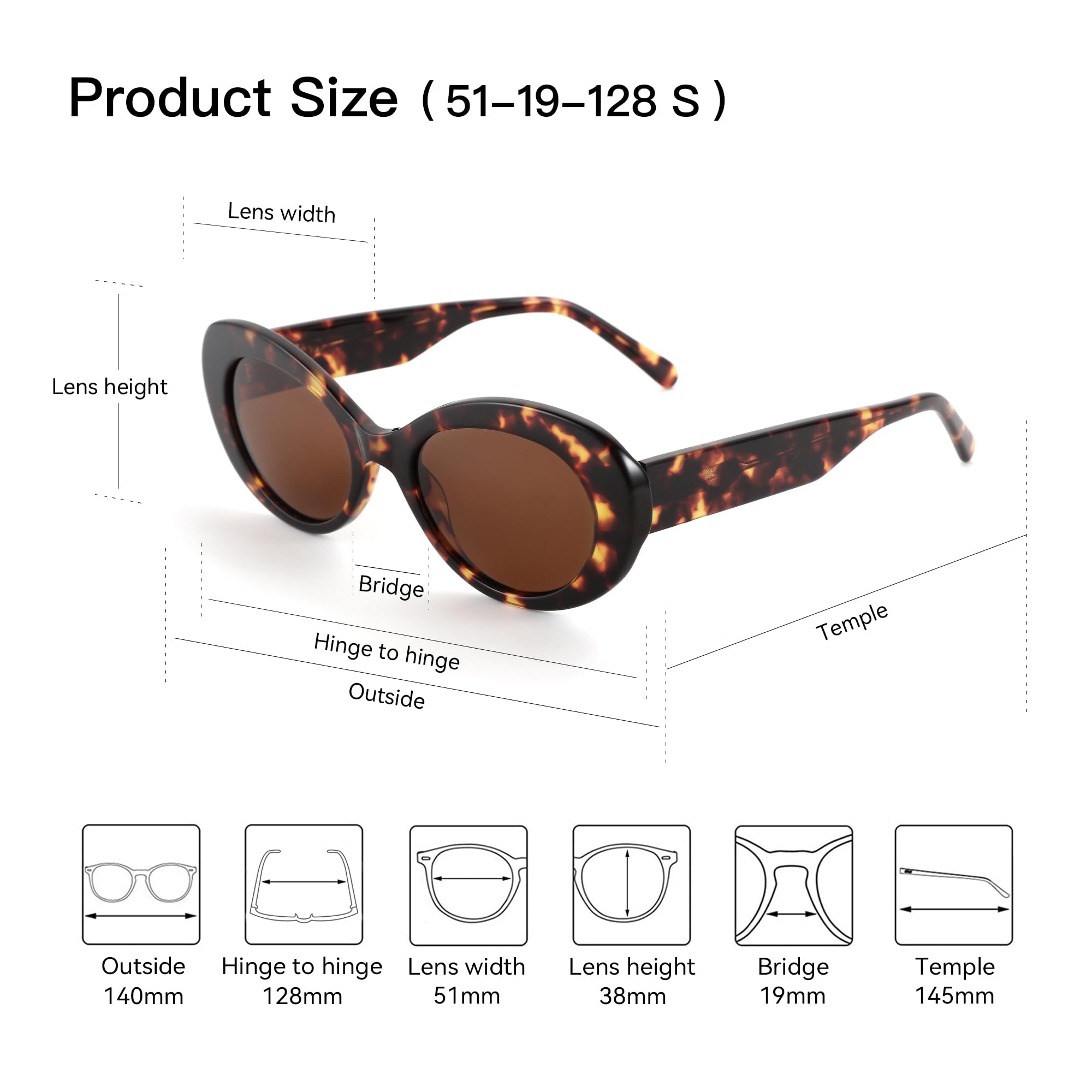 ZENOTTIC Occhiali da Sole Polarizzati Donna Ovali: Occhiali Trendy per Donne - Occhiali da Sole Retro Classici con Protezione UV400