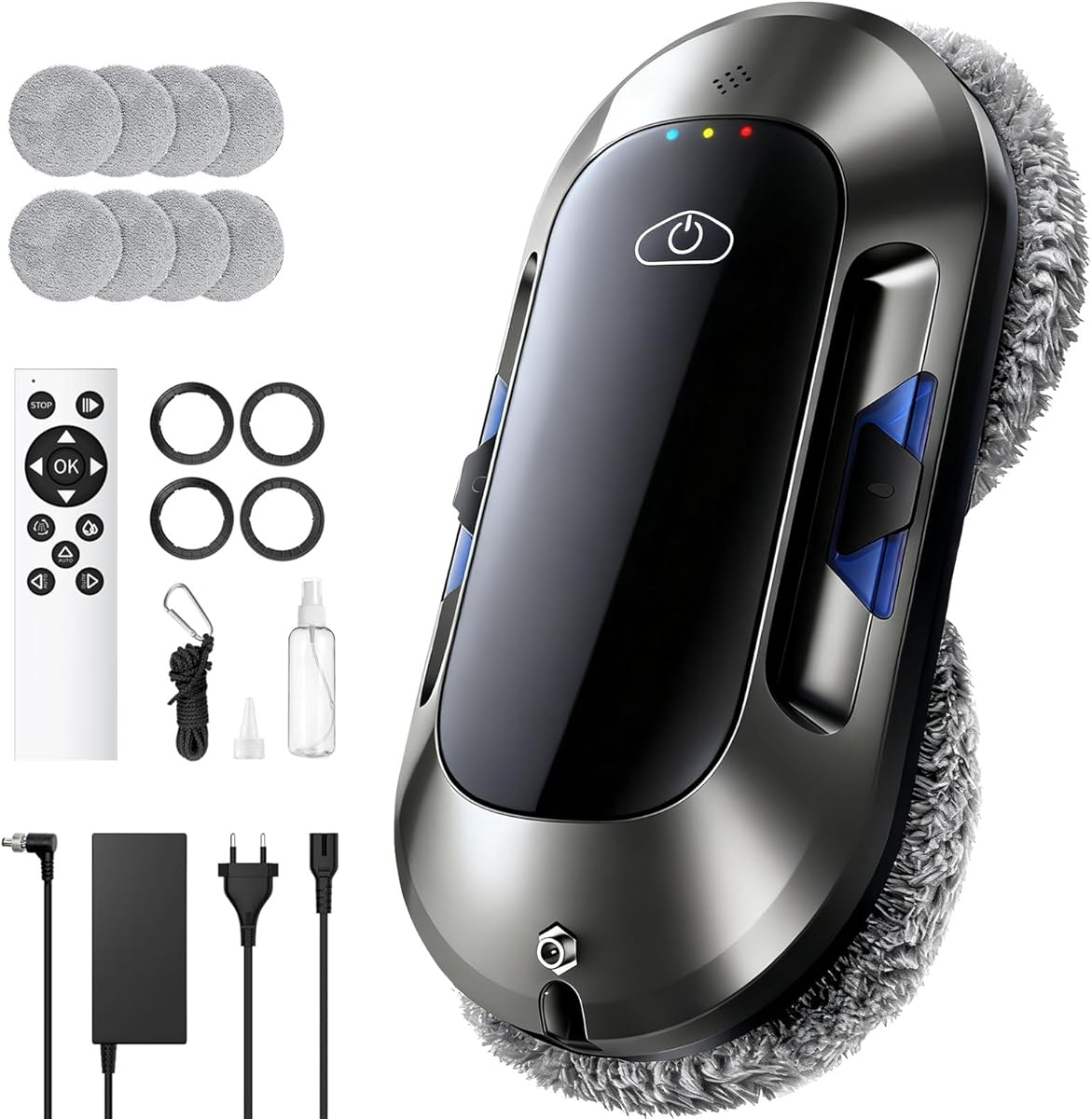 W23D Fensterputzroboter mit Doppelter Düse, 6000Pa Elektrischer Fensterroboter, Fernbedienung, 3 Reinigungsmodi, Intelligente Navigation, Kantenerkennung, Sicherheitssystem, Für Glatte Oberflächen