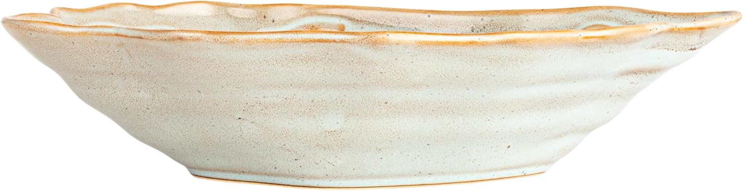 Creative Co-Op Oyster Shaped Stoneware Bowl, Blue