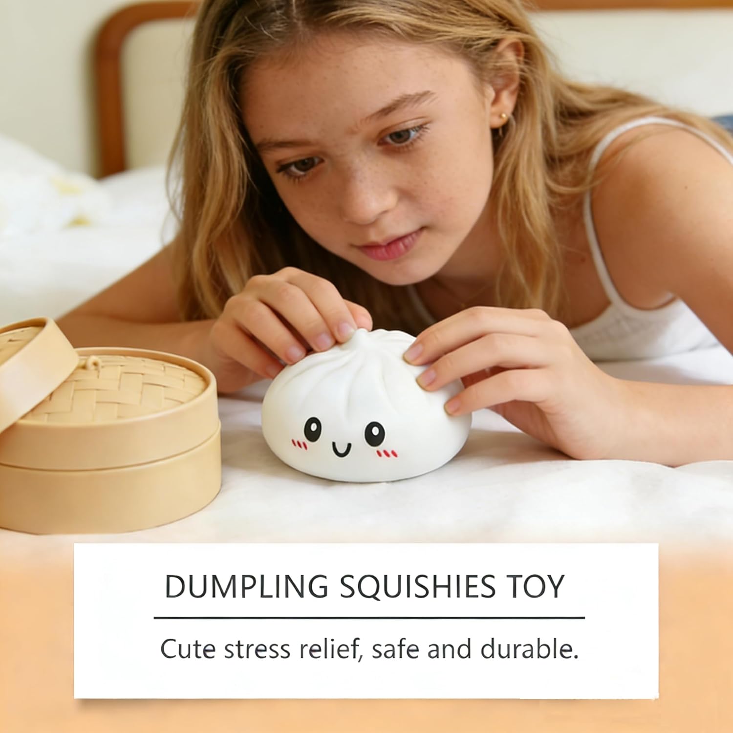 4 PCS Dumpling Squishies with Box, Colorful Mystery Squishys Dumplings Stress Relief Balls Fidget Sensory Toy,Bao Bun with Food Steamer Stretchy Desk Squeeze Toys