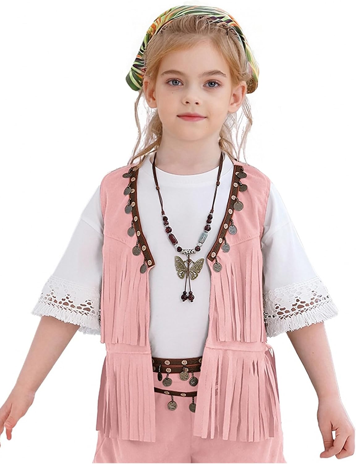 Kids Girls Sleeveless Fringe Tassel Bohemia Style Outerwear Vest Western Cowgirl Waistcoat Casual Wear