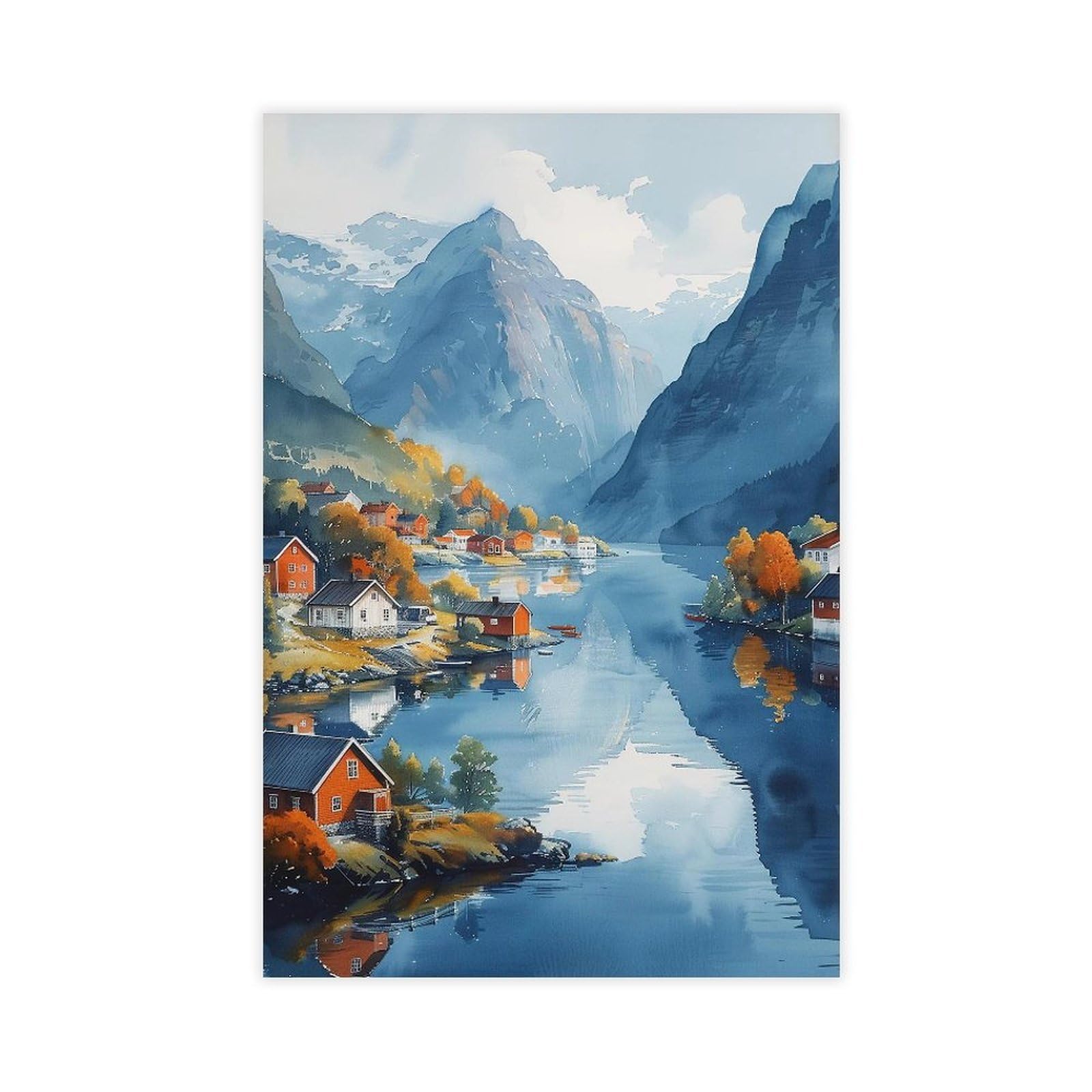 Bareronor Fjords in Norway Canvas Poster for Office Decor Gift