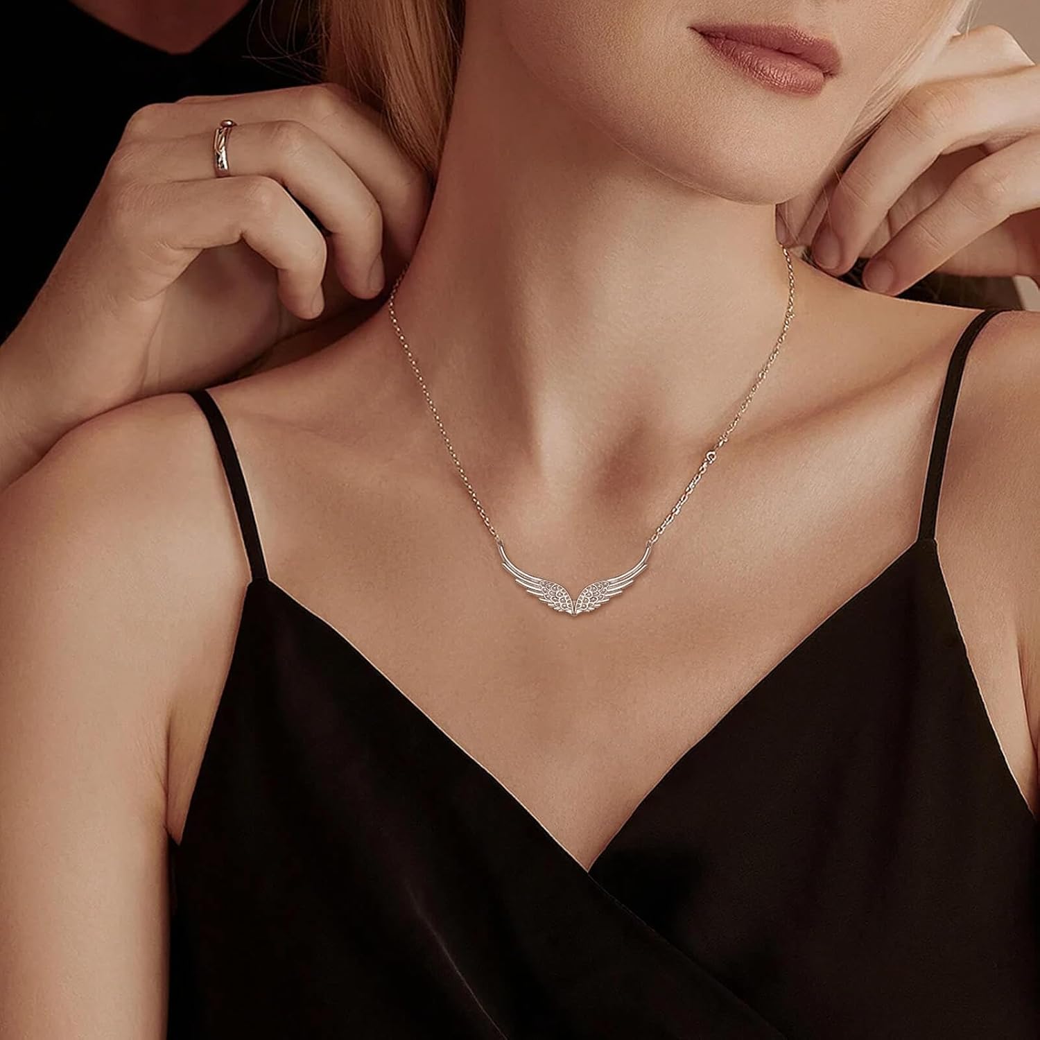 S925 Sterling Silver Guardian Angel Wings Pendant Necklace For Women-Mother's Day Birthday Jewelry Gifts For Her-Hypoallergenic Necklace For Love Ones