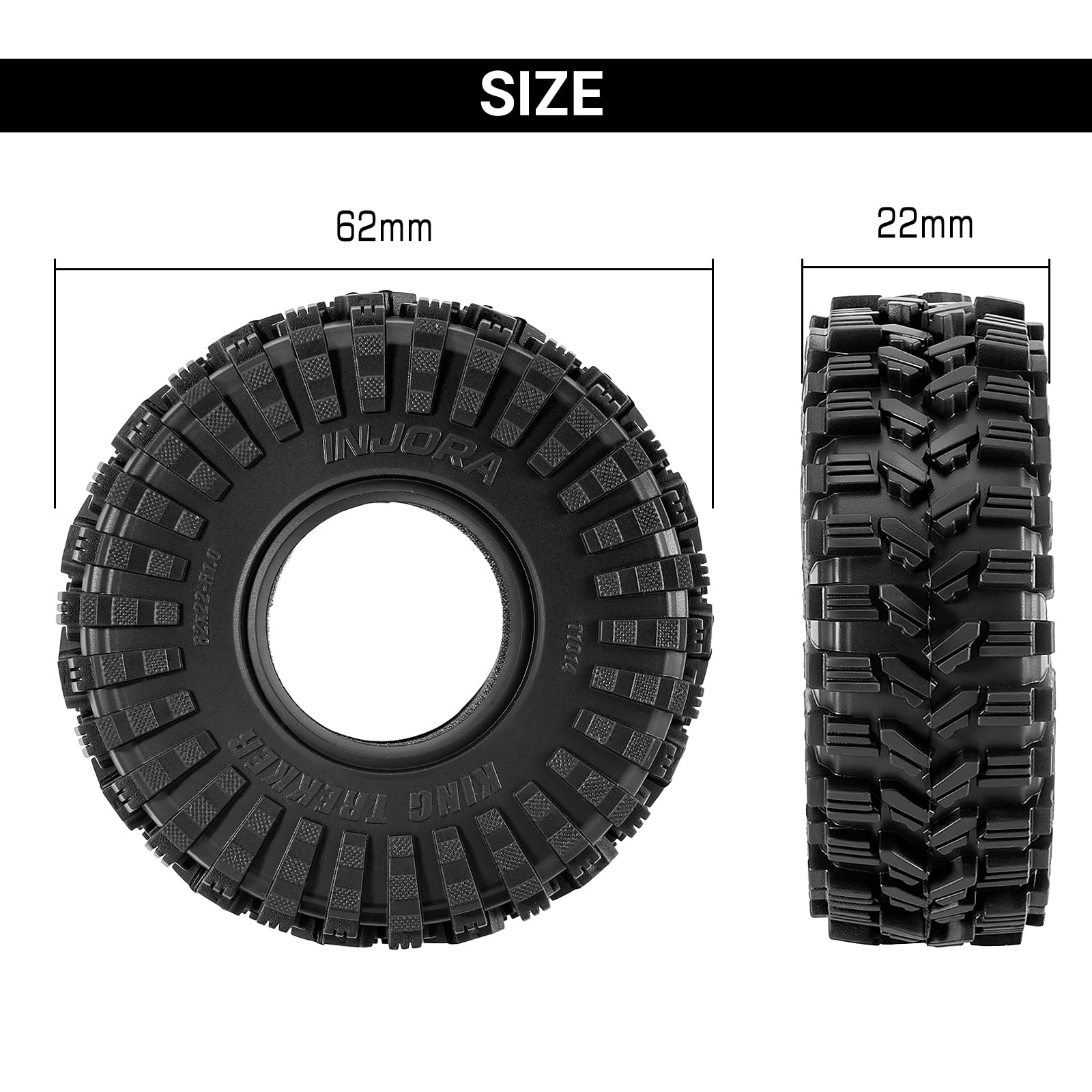 INJORA Opony 1.0 All Terrain Super Miękkie Lepkie do 1/18 TRX4M 1/24 RC Crawler Axial SCX24 FMS FCX24