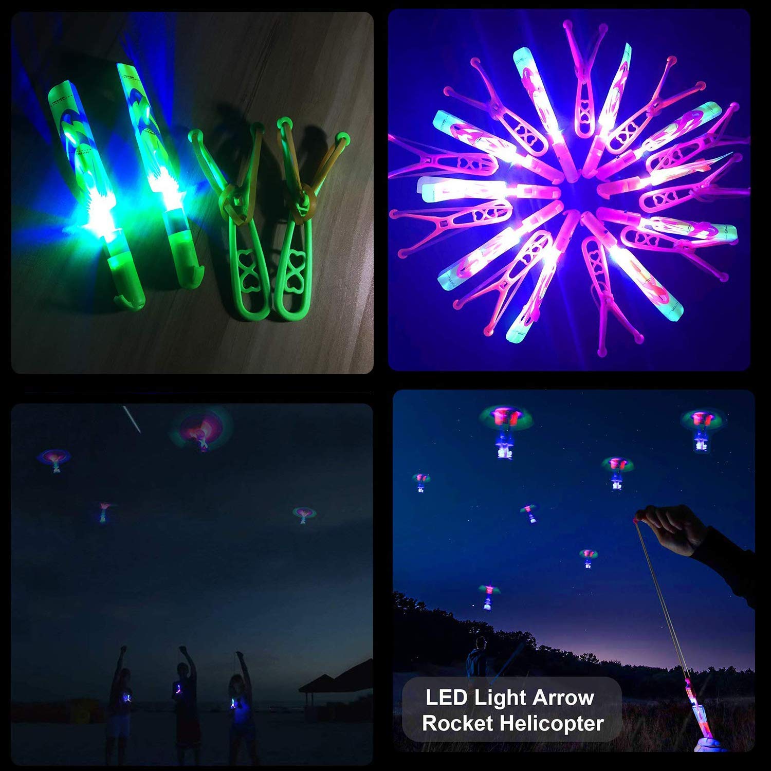 Set De 20 Helicópteros Voladores Con LED – Tirachinas Nocturno Lanzador De Cohetes, Juguete Brillante Para Fiestas Y Cumpleaños Infantiles