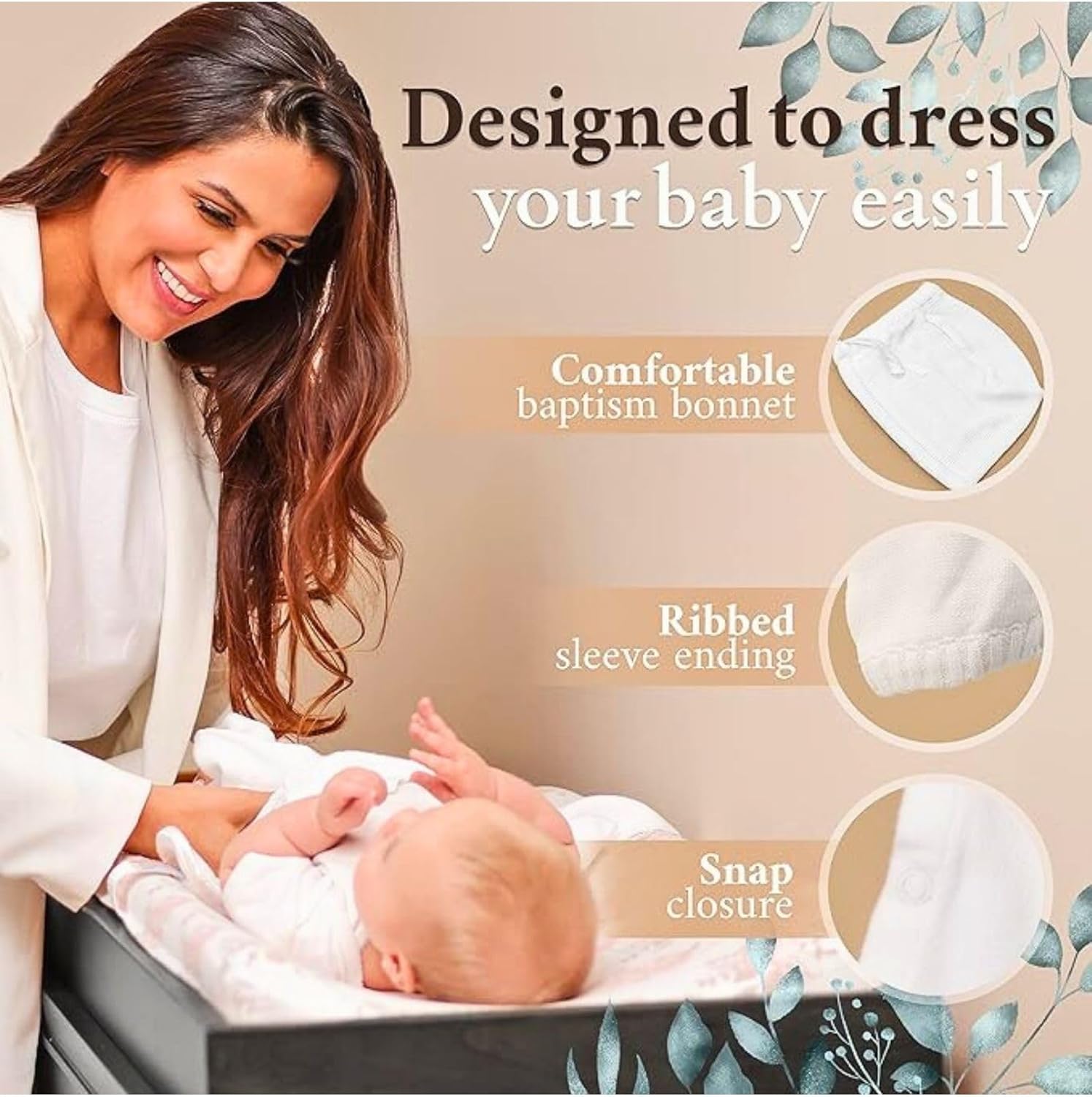 Carriage Boutique Baby Boys Formal Classic - Baptism Outfit with Bonnet Hat, Cross Detail - Image 3