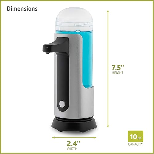 Miniatura 6 de Pearington Dispensador automático de jabón y desinfectante eléctrico sin contacto premium, funciona con pilas, plateado, 10 onzas, 1 paquete