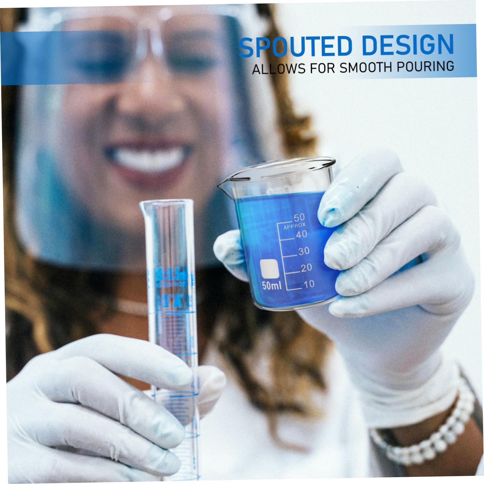 20 Pezzi becher bicchieri graduati tazze borosilicato tazza per esperimenti scientifici volumetrico cilindri graduati trasparenti bicchiere da in vetro Trasparente