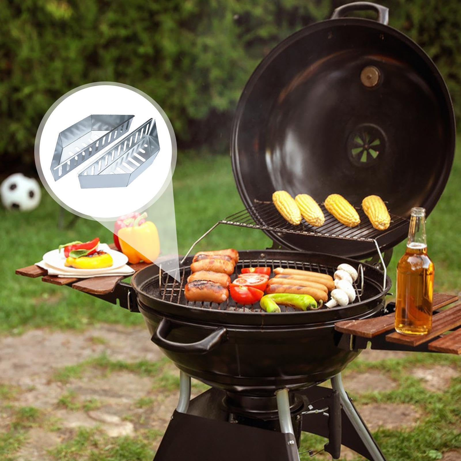 Porta carbone per barbecue, 2 pezzi, vassoio robusto e resistente al calore
