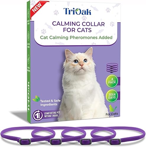 Paquete de 4 collares calmantes para gatos, collar calmante para gatos, collar de feromonas calmante para gatos, collar de feromonas de gato, collar