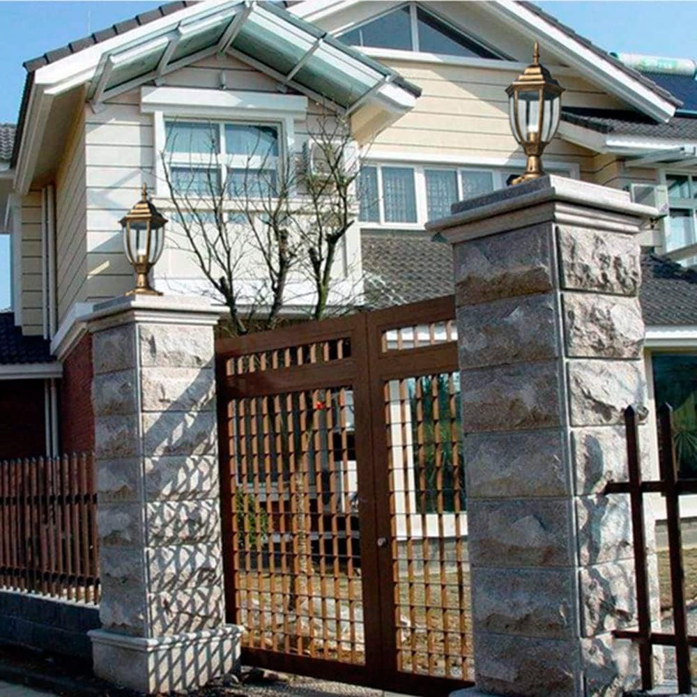 European Outdoor Lamp for Pole Cap E27 with Transparent Glass Shade Lawn Lamp, Floor Lamp, High Voltage Wired Lantern Column Lamp,