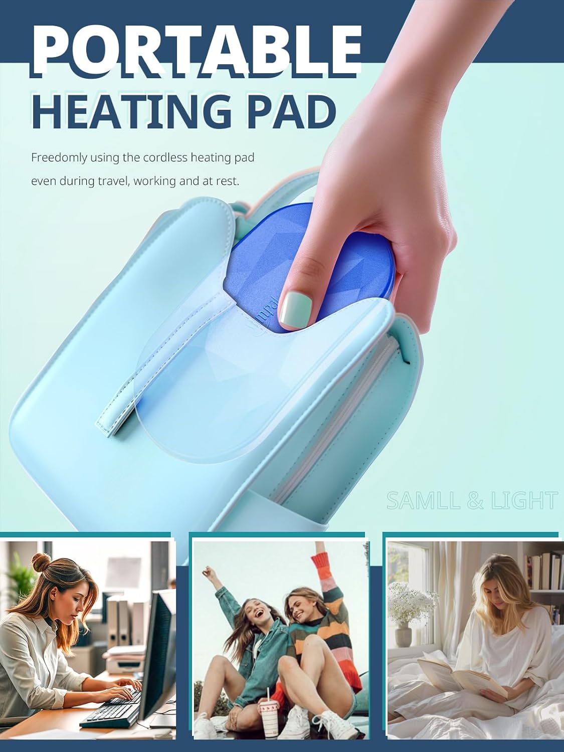 Slimpal Portable Heating Pad for Period Cramps, Electric Cordless Back Belly Waist Heating Pad for Menstrual Cramp Relief, Rechargeable Wearable Heat Belt Gifts for Her Women Girl Wife, Dark Pink - Image 8