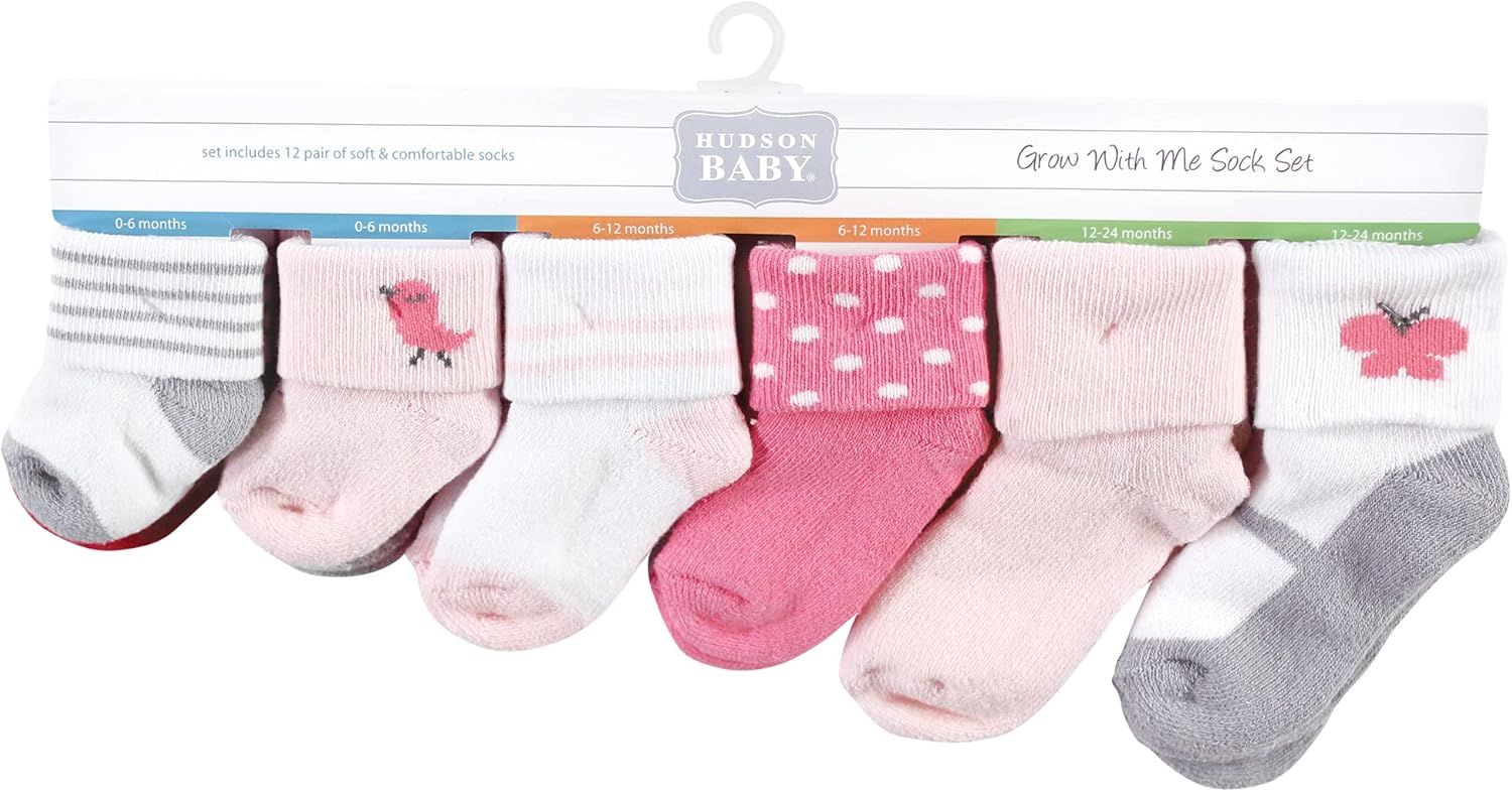 Hudson Baby baby-girls Grow With Me Socks 12pk - Image 2