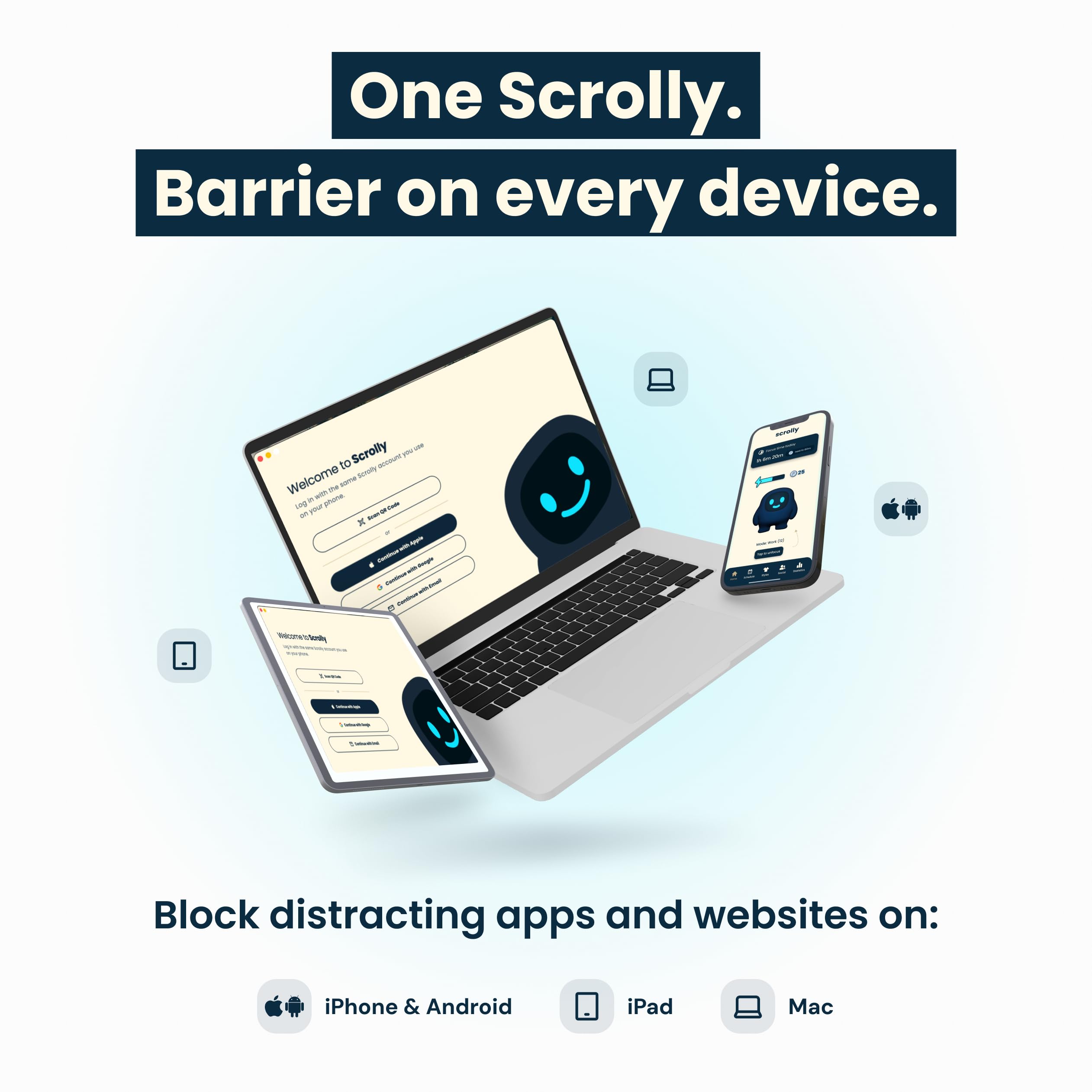 Scrolly – Bloqueador físico de Aplicaciones sin suscripción, Reduce el Tiempo de Pantalla y Mejora la concentración y la productividad, para Android y iPhone