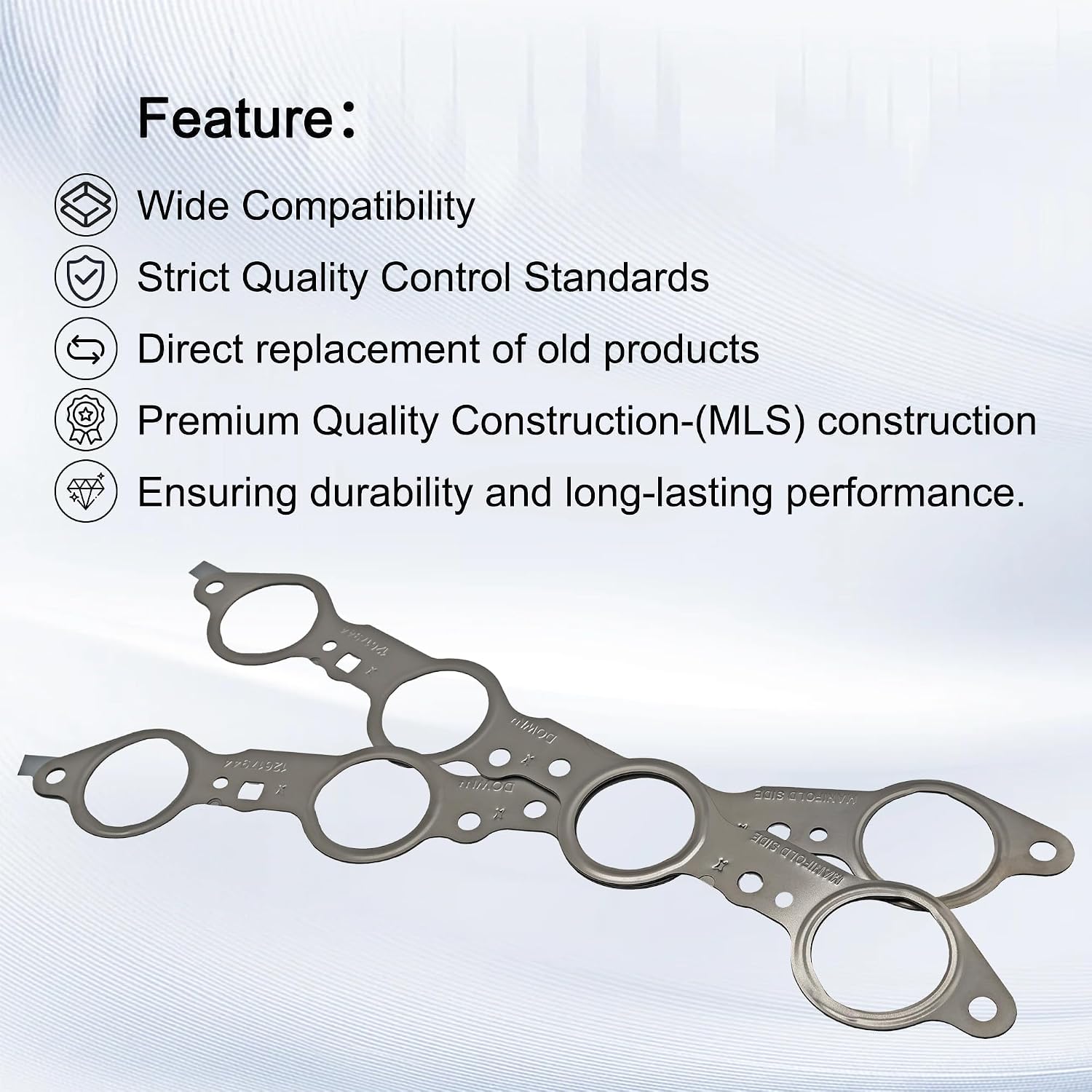 12617944 2 PCS LS MLS Header Exhaust Manifold Gasket Set Fits for Silverado Sierra Suburban 1500 2500 HD for Yukon CTS Escalade MLS LS LQ LM7 4.8L 5.3L 5.7L 6.0L 6.2L Engines Header Gasket