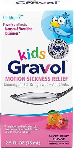 Gravol Líquido infantil para la prevención y alivio del mareo por movimiento, 2.5 onzas líquidas (2.5 fl oz)