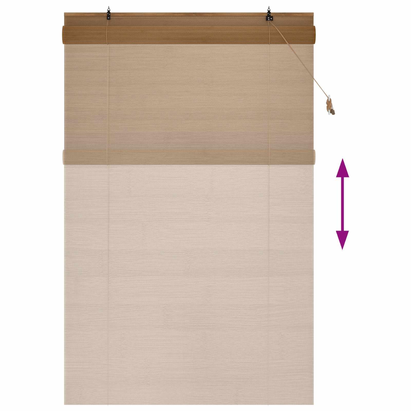 Estor Enrollable de bambú marrón 150 x 220 cm para Interior y Exterior Control de luz Ajustable, fácil instalación, protección UV, privacidad y Estilo Natural para hogar y Oficina