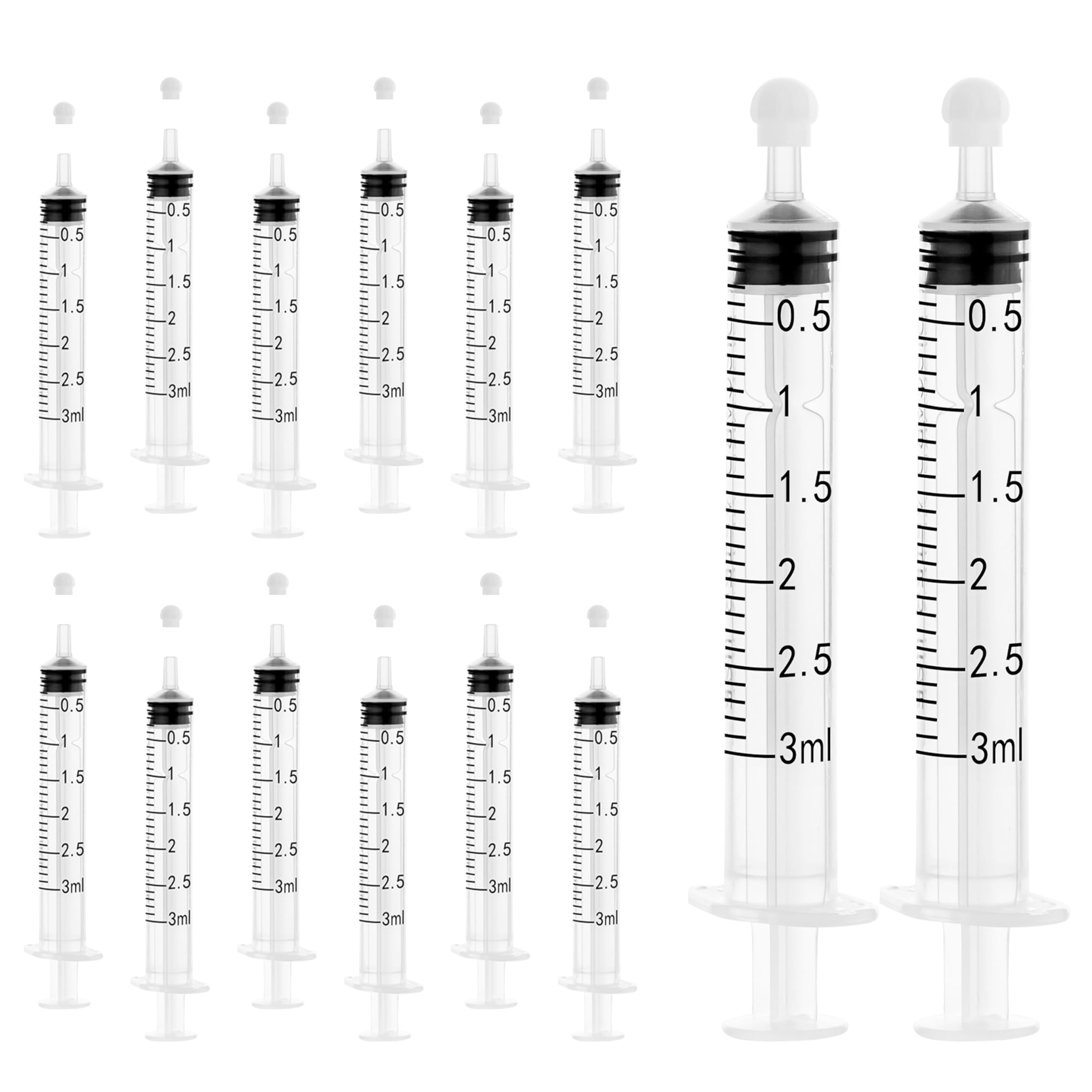 20Pack 3ml/cc Syringe for Liquid with Caps - Liquid Measuring Syringe - Syringes Tools for Scientific Labs, Feeding - Individually Sterile Sealed