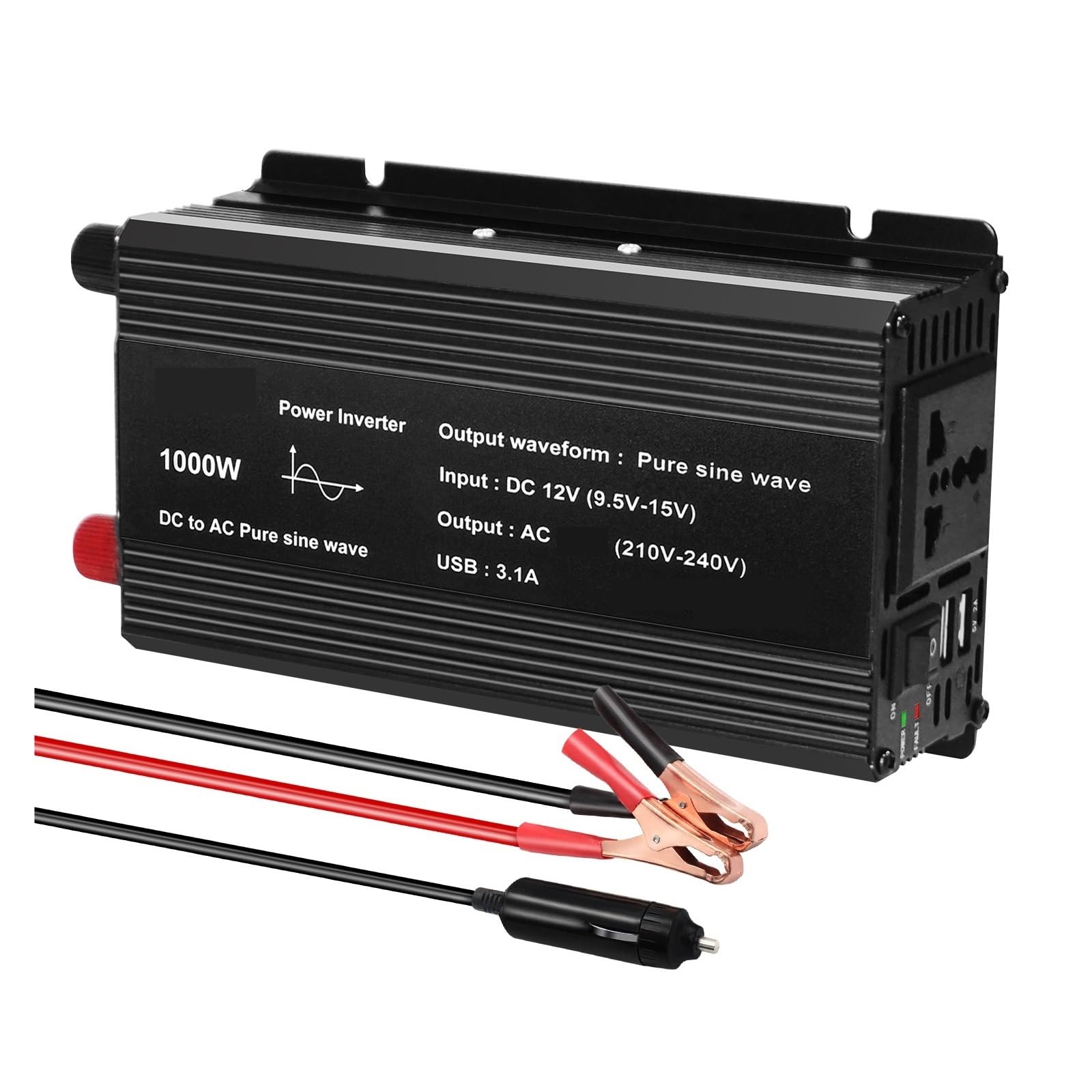 DC 12V A AC Inverter A Onda Sinusoidale Pura 1000W/1500W/2200W/2600W/3000W LED Voltmetro Convertitore Trasformatore Universale Efficiente più Sicuro(2600W,12V 60Hz)