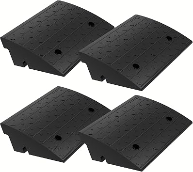 BESEA 4Pack Rubber Curb Ramp 4" inch High 17" Length for Driveway Curb Ramp, Car, Motorycle, Loading Dock, Truck, Pickup Truck, Threshold Ramp4PACK, 4 inch Rise