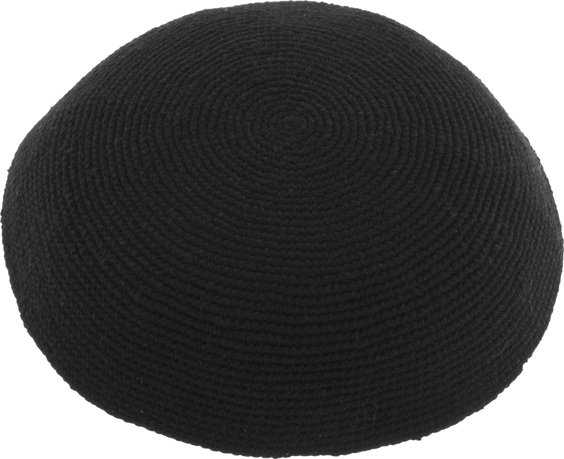 Rimmon Judaica Knitted Cotton DMC Kippah, Black, 20cm