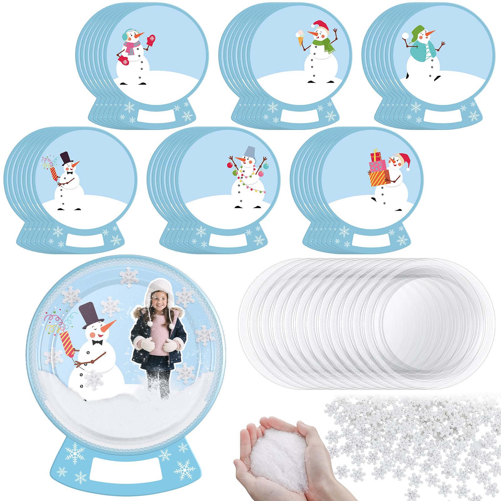 Hollowfly 30 Set Snow Globe Picture Frame DIY Craft Christmas, Snowman