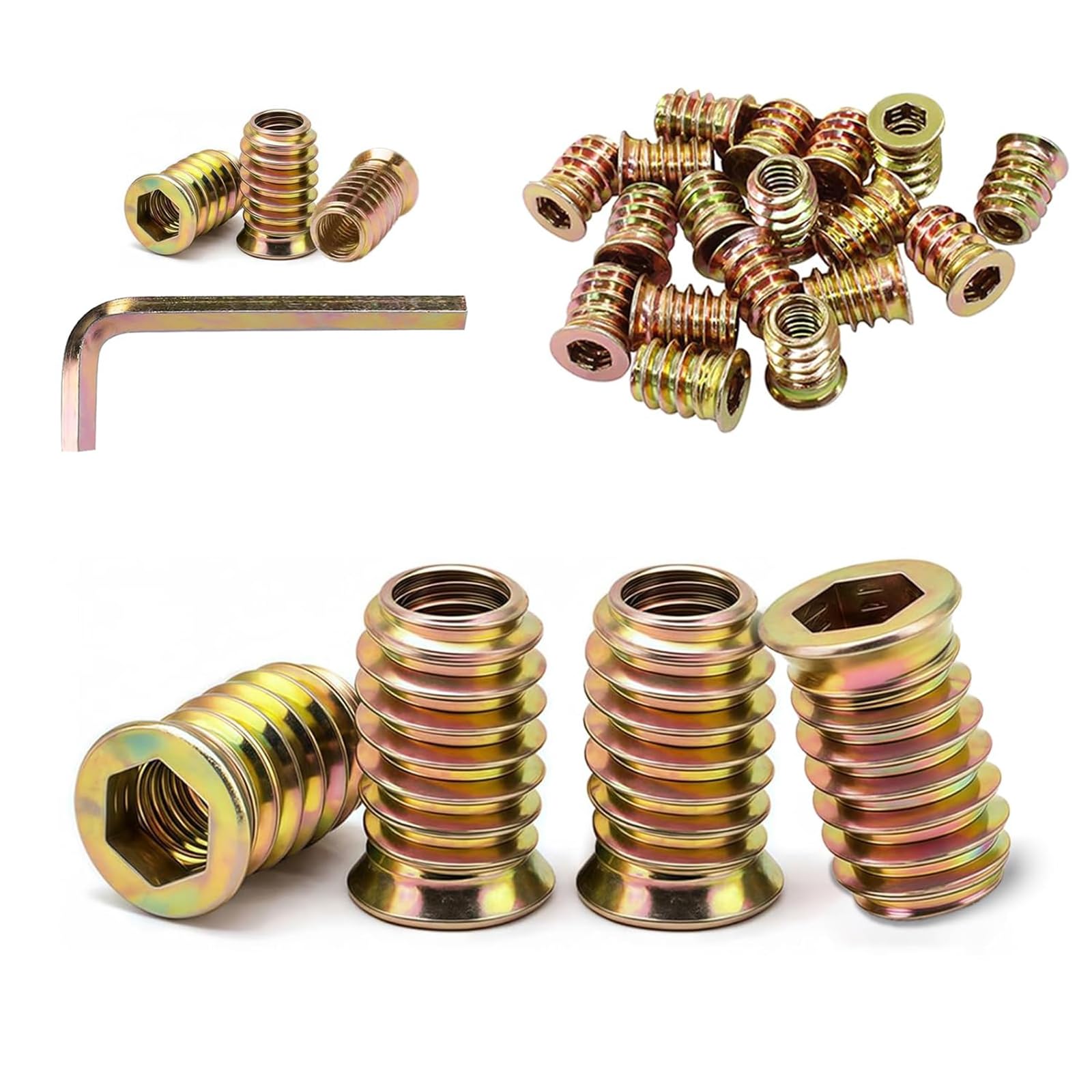 30 Pcs Threaded Inserts for Wood M4 x 15mm, Hex Socket Drive Nut Inserts โ image 1