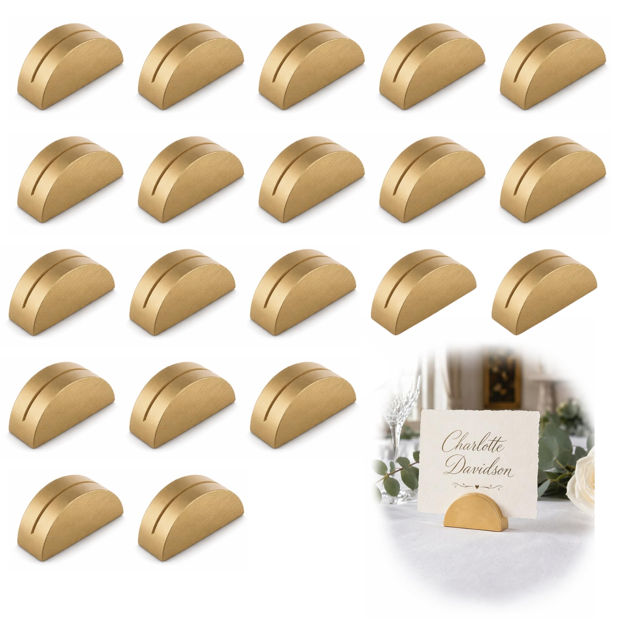 20 Pcs Table Number Place Card Holders, Semi-Circular Place Card Holders