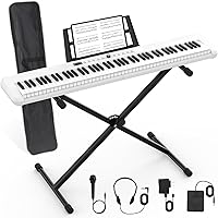 Qerewf 88-Key Semi-Weighted Digital Piano Keyboard: Bluetooth, Sustain Pedal, Stand, Case, Headphones - Beginner to Pro Bundle