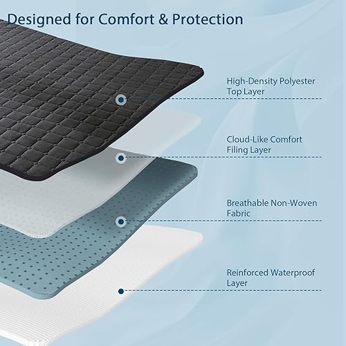 Miniatura 4 de Protector de colchón impermeable sin ruido, funda de colchón de cama tamaño Queen con bolsillo profundo de 6 a 18 pulgadas de profundidad, suave,