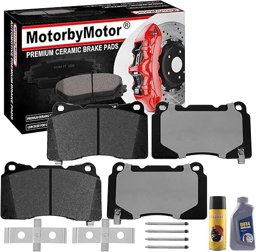 4 pastillas de freno delanteras de cerámica con kits de hardware y limpiador DOT4 líquido para Buick Regal Sportback Tourx, Caillac ATS CT6 CTS STS