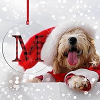 Vista 7 de Adornos colgantes de árbol de Navidad con monograma personalizado con letra M para árbol de Navidad, decoraciones de árbol de Navidad de invierno