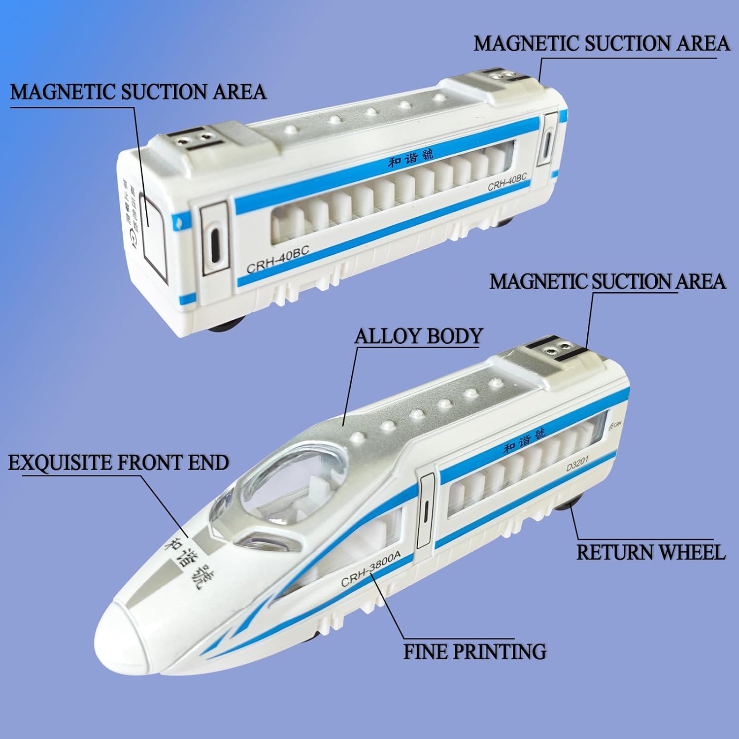 OTONOPI Toy Train Set, Die-cast Bullet Train with Magnetic Connectors, Subway High Speed Locomotive Toy Car, Track Raillway for Kids Boys and Girls Age 3 Up, Pack of 4 Pcs