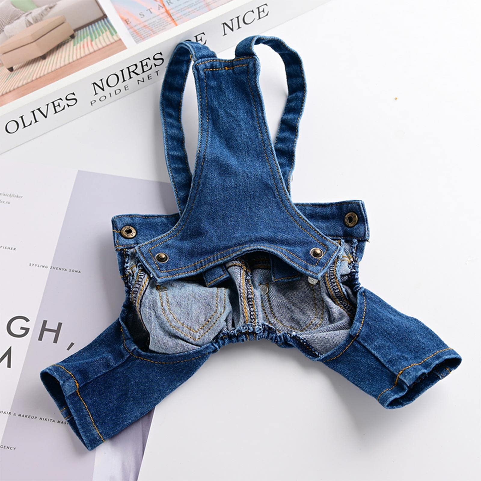 Ubrania dla psów denim pies kombinezon ubrania dla zwierząt domowych dla psów płaszcz kurtka dżinsy pies ubrania buldog odzież dla małych psów chihuahua yorkshire - biały, S