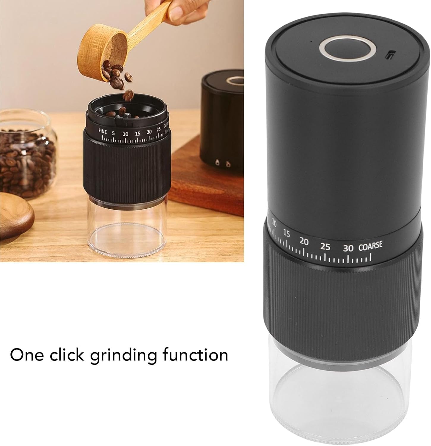 Coffee Grinder, Portable Electric Burr Coffee Grinder with Adjustable 40 Level Ceramic Conical Blades USB Rechargeable Bean Grinder for Home Travel Office