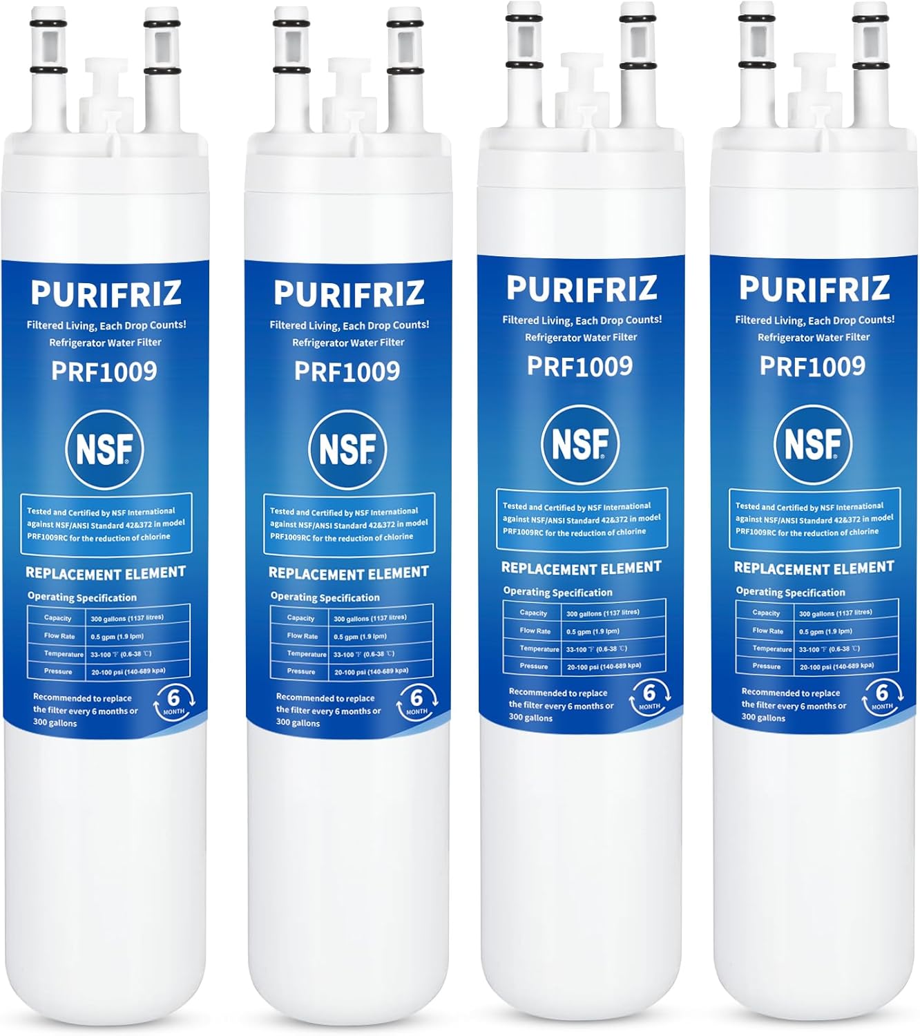 Refrigerator Water Filter Compatible with Kenmore 9999, 469999, 46-9999, A0094E28261 Water and Ice, NSF Certified, 6 Month / 300 Gallon, 4 Pack