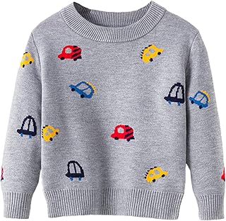 Suéter de tricô de inverno para meninos e meninas com estampa de carros de desenho animado suéter de manga comprida pulôver de malha quente