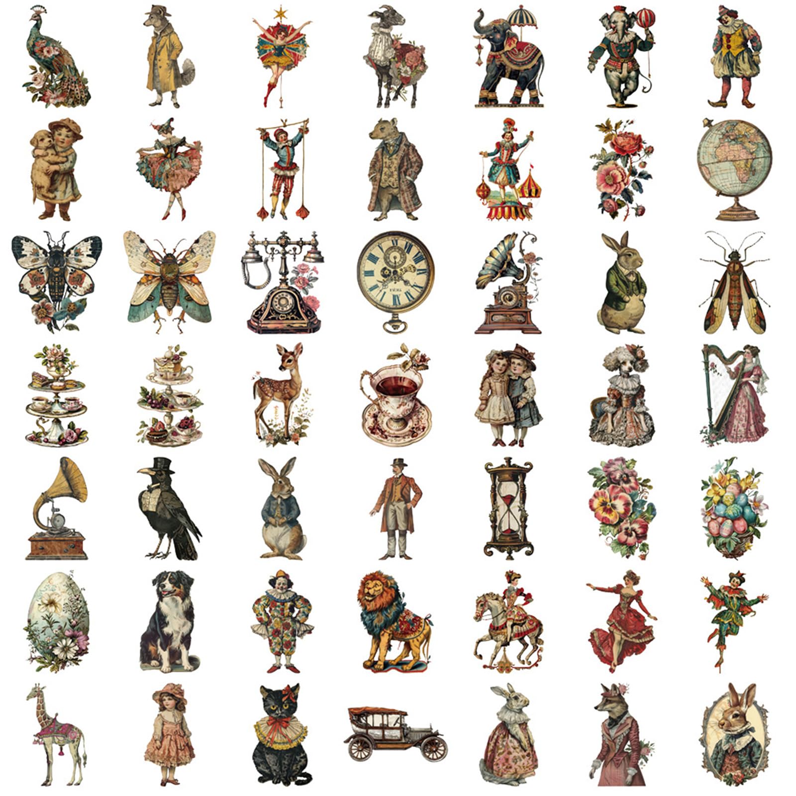 50 Sheets Retro Decorative Sticker Reward Victorian ERAS Aesthetic Decal Decorative Label