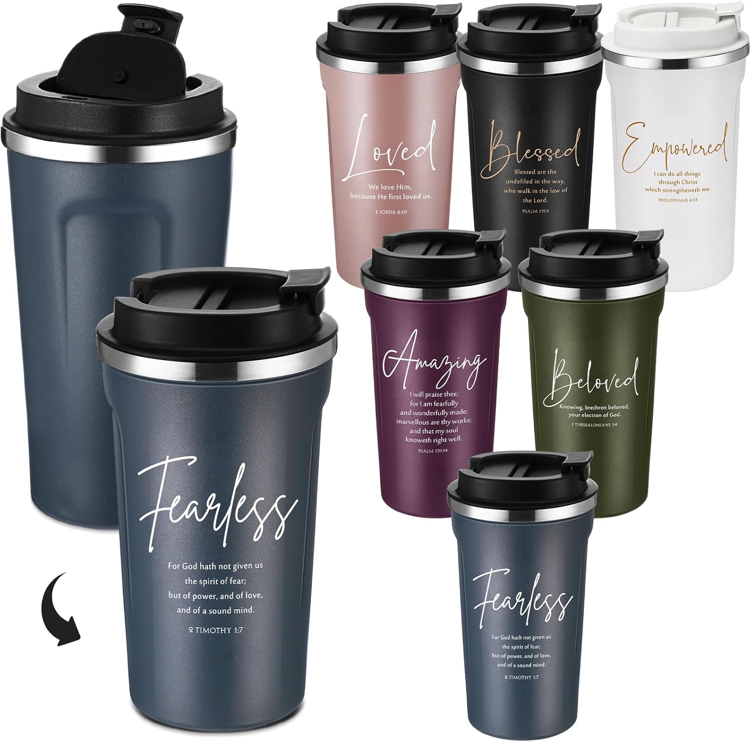 Meanplan 6 Pcs Inspirational Christian Valentine Gifts 17oz Bible Verse Tumblers Bulk Religious Coffee Mugs Cups for Men Women Holy Week Easter Pastor Church Teacher Religious Gift (Multicolor)