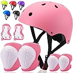 Toddler Kids Bike Helmet Set - Adjustable Cycling Helmet with Knee, Elbow Pads & Wrist Guards Sport Protective Gear Little Kid