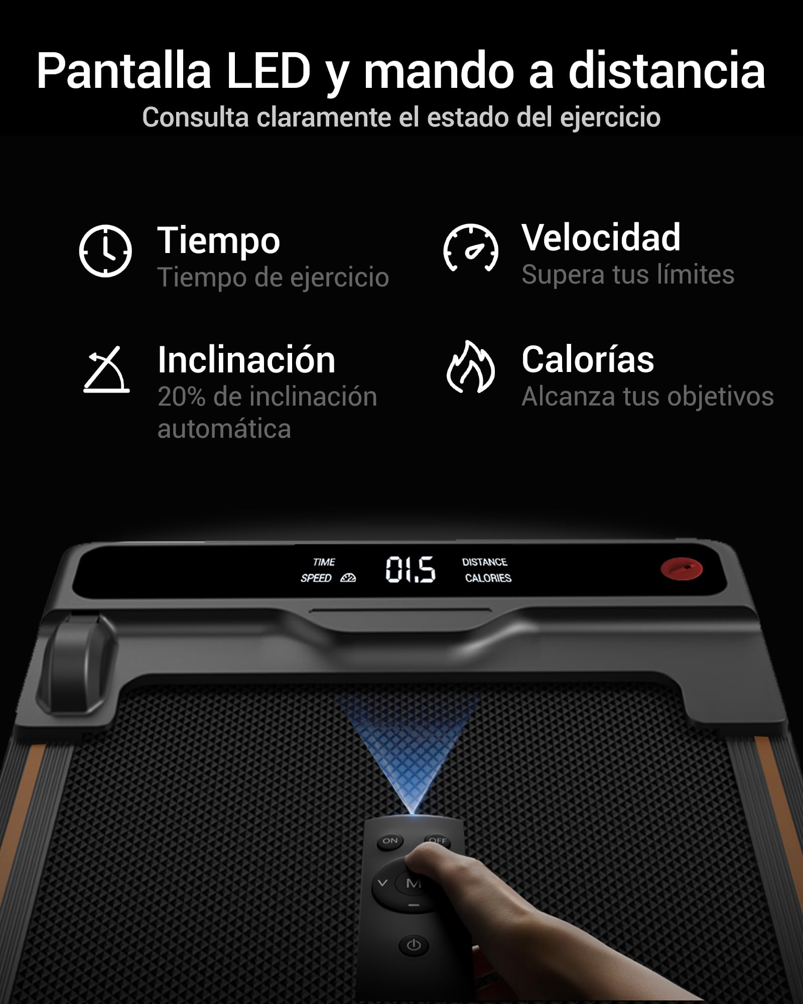 CURSOR Cinta de Correr Plegable Auto Inclinación 20%, Walking Pad, 12km/h | 1-12 km/h Cinta de Correr Compacta con Motor Silencioso de 3,0 HP y Pantalla LED, Capacidad Máxima 159 kg