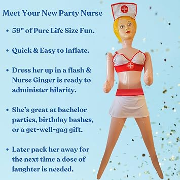 Merrimix - Ginger Maid Costume & Ginger Nurse Costume, Gag Gifts for Men, Bachelor Party Favors and Decorations Bachelorette Party Accessories Funny