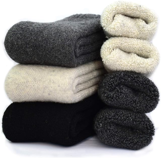 YZKKE 3Pack Mens Super Thick Wool Warm Socks - Soft Comfort Casual Crew Winter Socks Size 6-11