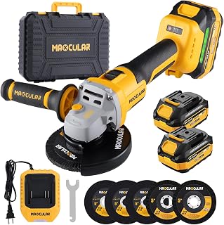 Maxcular Cordless 20V Angle Grinder, 9600 RPM Brushless Motor, 2x4.0Ah Batteries, 4.5-5" Wheels for Cutting, Grinding, Polishing